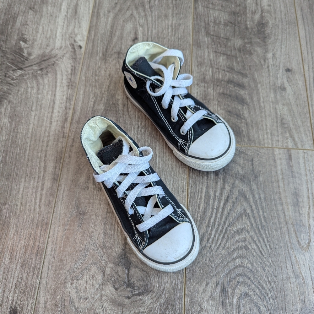 Kids CONVERSE Black Canvas High Top Sneakers
